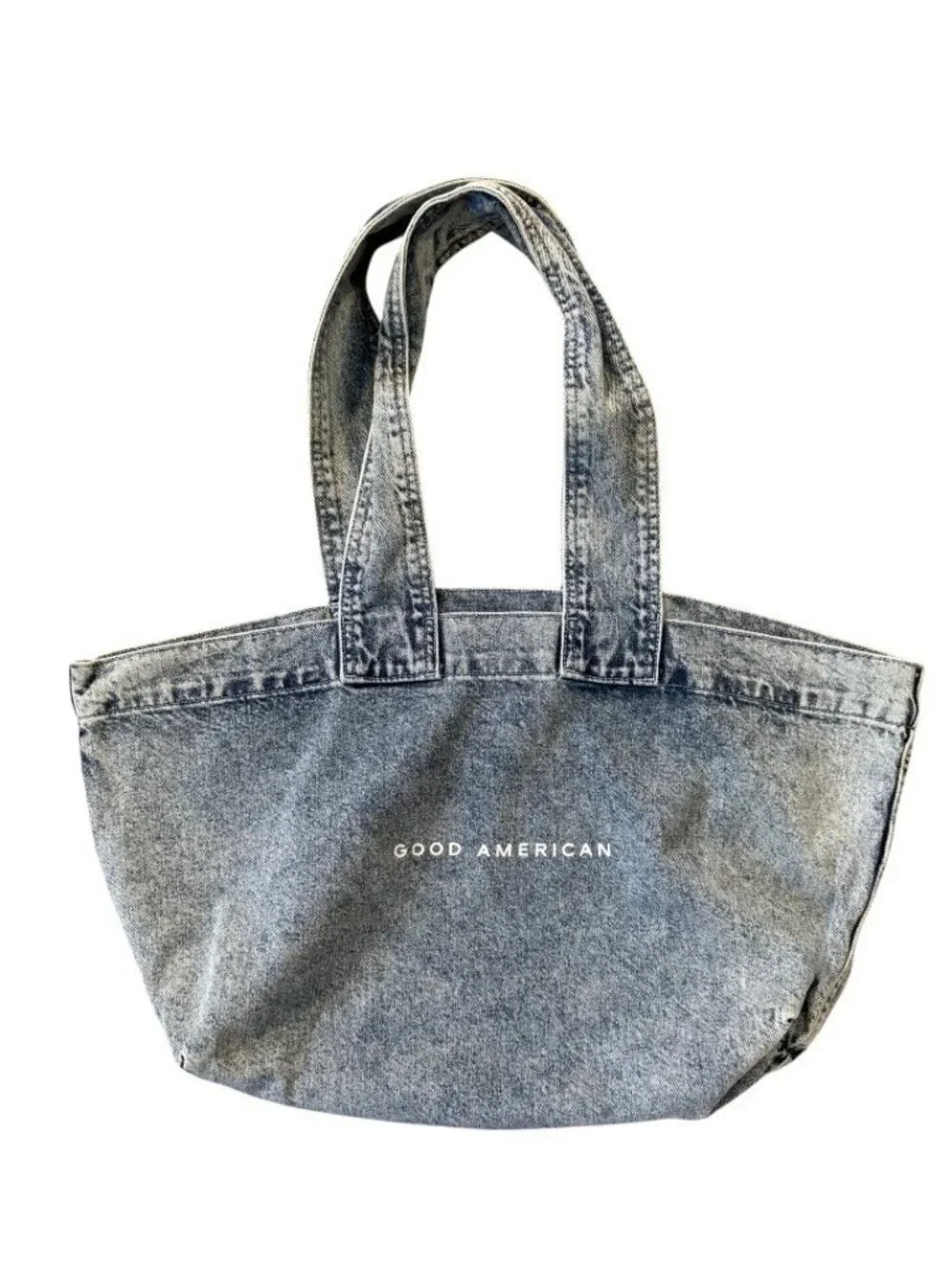 Good American Blue Acid Wash Denim Tote Bag